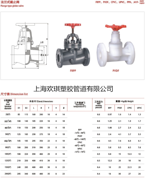 气动塑料截止阀尺寸